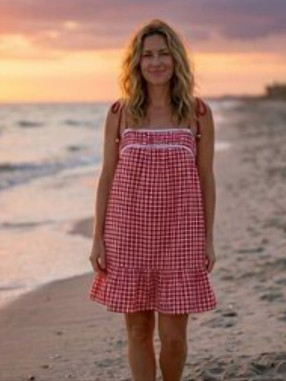 NWT Japna Red Gingham Tie-Shoulder Sundress